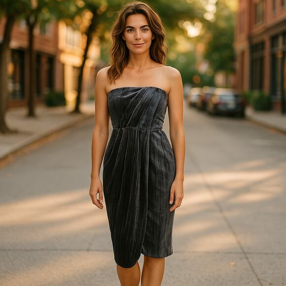 NWT RACHEL Rachel Roy Strapless Purple Velvet Wrap Style Dress Formal Womens  0 - Picture 1 of 15